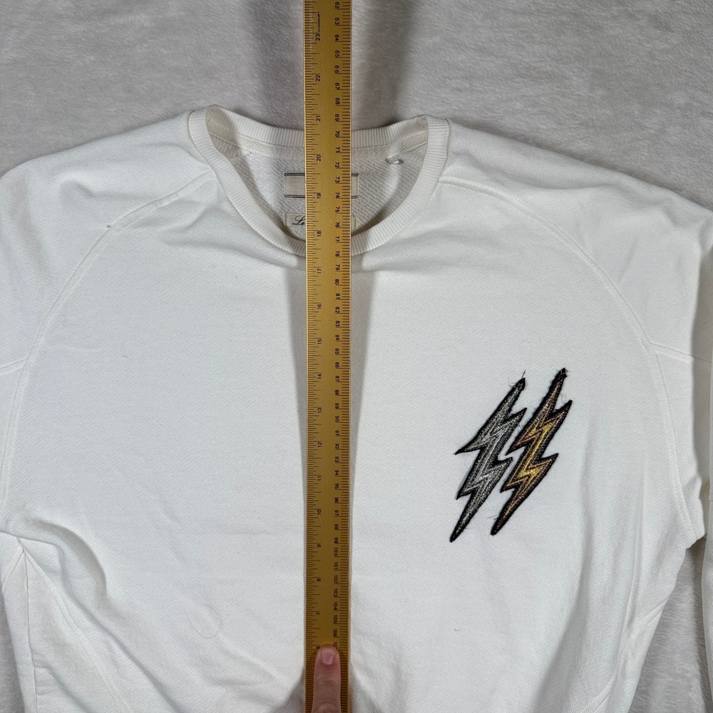 MKT Studio White Lightning Bolt Patch Sweatshirt S Le Sweatshirt - Picture 5 of 6